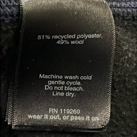 NAU Men Medium Wool Blend Navy Indigo Pullover Hooded Sweater - Picture 9 of 9